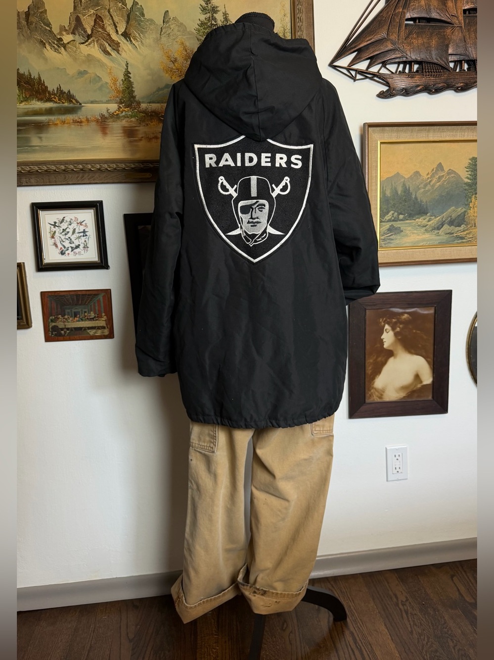 Vintage 1990s OAKLAND RAIDERS Parka Jacket Made in the USA